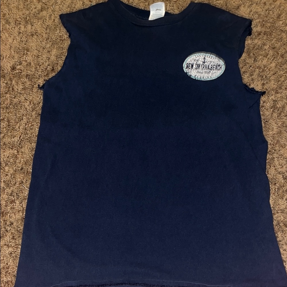 Navy Sleeveless Graphic Tee